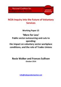 Voluntary sector / Transfer of Undertakings (Protection of Employment) Regulations / Social enterprise / Job security / Irish Congress of Trade Unions / Employment / Trade union / United Kingdom / Ireland / United Kingdom labour law / Labour relations / National Council for Voluntary Organisations