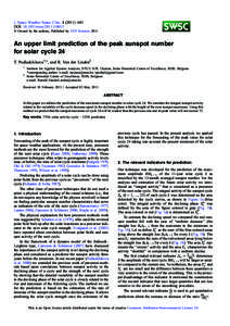 J. Space Weather Space Clim[removed]A01 DOI: [removed]swsc[removed] Ó Owned by the authors, Published by EDP Sciences 2011 An upper limit prediction of the peak sunspot number for solar cycle 24
