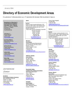 AUGUST[removed]Directory of Economic Development Areas CALIFORNIA’S GEOGRAPHICALLY-TARGETED ECONOMIC DEVELOPMENT AREAS Arvin Department of Housing &