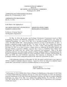 UNITED STATES OF AMERICA Before the SECURITIES AND EXCHANGE COMMISSION Washington, D.C[removed]ADMINISTRATIVE PROCEEDINGS RULINGS Release No[removed]December 31, 2014