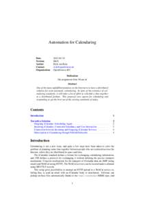 Automation for Calendaring  Date: Version: Author: Contact: