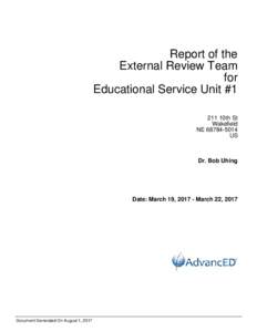 Report of the External Review Team for Educational Service Unit #1 211 10th St Wakefield