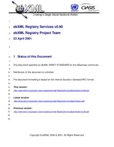 1 2 ebXML Registry Services v0.90  3