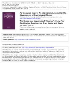 This article was downloaded by: [USC University of Southern California], [Jesse Graham] On: 31 May 2012, At: 14:09 Publisher: Psychology Press Informa Ltd Registered in England and Wales Registered Number: Regist