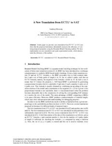 A New Translation from ECTL∗ to SAT Andrzej Zbrzezny IMCS, Jan Długosz University in Cz˛estochowa, Al. Armii Krajowej 13/15, Cz˛estochowa, Poland. 