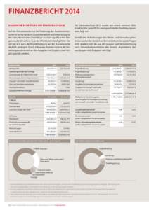 FINANZBERICHT 2014 ALLGEMEINE BEWERTUNG DER FINANZIELLEN LAGE Auf der Einnahmeseite hat die Förderung des Bundesministe­ riums für wirtschaftliche Zusammenarbeit und Entwicklung für die südsudanesischen Flüchtlinge