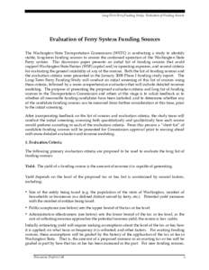 Evaluation of Ferry System Funding Sources