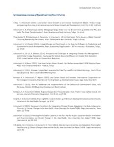 Venkatachalam Anbumozhi  INTERNATIONAL JOURNALS/BOOK CHAPTERS/POLICY PAPERS X.Yao, V. AnbumozhiLow-Carbon Green Growth as an Inclusive Development Model: Policy Change and Learnings from Asia, International Jour