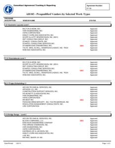 Consultant Agreement Tracking & Reporting  Agreement Number: 07138