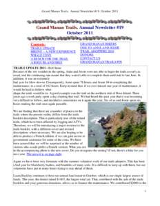 Grand Manan Trails. Annual Newsletter #19. OctoberGrand Manan Trails. Annual Newsletter #19 October 2011 Contents: TRAILS UPDATE