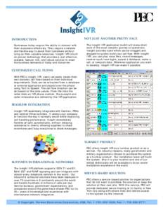 INTRODUCTION Businesses today require the ability to interact with their customers effectively. They require a reliable and flexible way to assist their customers without tying up their valuable resources. Insight IVR is