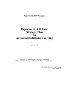 Report to the 106th Congress  Department of Defense Strategic Plan for Advanced Distributed Learning