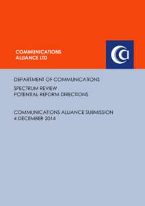 COMMUNICATIONS ALLIANCE LTD  DEPARTMENT OF COMMUNICATIONS SPECTRUM REVIEW