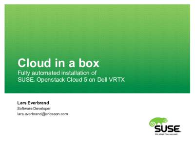 SUSE Linux / Cloud infrastructure / OpenStack / SUSE / PowerEdge VRTX / YaST / Cloud computing