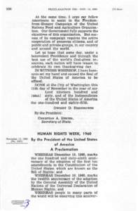 996  PROCLAMATION 3381—NOV. 12, 1960 At the same time, I urge my fellow Americans to assist in the Preedomfrom-Hunger Campaign of the United