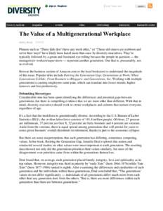 Culture / Generation Y / Work–life balance / Diversity / Generation / Baby boomer / Strauss-Howe generational theory / Demographics / Demography / Population