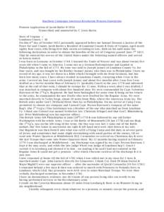 Southern Campaign American Revolution Pension Statements Pension Application of Jacob Butler W5954 Transcribed and annotated by C. Leon Harris State of Virginia } Loudoun County } SS On this 6 th day of October 1832 pers