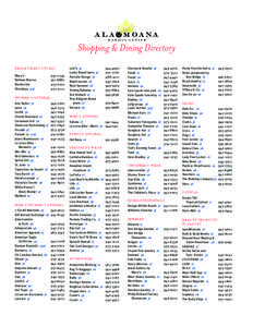 Shopping & Dining Directory department stores Macy’s Neiman Marcus 	 Nordstrom	 Shirokiya  2/3E