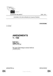 [removed]EUROPEAN PARLIAMENT Committee on the Internal Market and Consumer Protection[removed]INI)