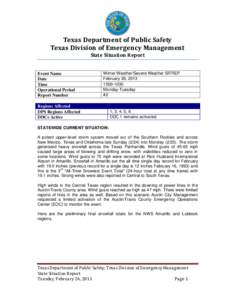 Texas Department of Public Safety Texas Division of Emergency Management State Situation Report Event Name Date