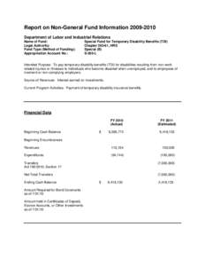 Report on Non-General Fund Information[removed]Department of Labor and Industrial Relations Name of Fund: Legal Authority: Fund Type (Method of Funding): Appropriation Account No.: