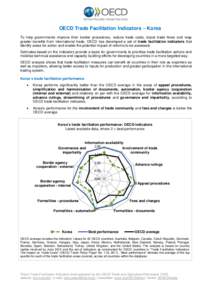 OECD Trade Facilitation Indicators – Korea To help governments improve their border procedures, reduce trade costs, boost trade flows and reap greater benefits from international trade, OECD has developed a set of trad