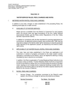 TARIFF SCHEDULE SUN VALLEY GENERAL IMPROVEMENT DISTRICT DATE ISSUE: DECEMBER 09, 2014 LAST REVISED: MAY 17, 2011  RULE NO. 21