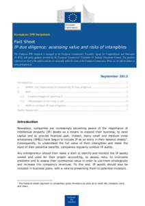 European IPR Helpdesk  Fact Sheet IP due diligence: assessing value and risks of intangibles The European IPR Helpdesk is managed by the European Commission’s Executive Agency for Competitiveness and Innovation (EACI),