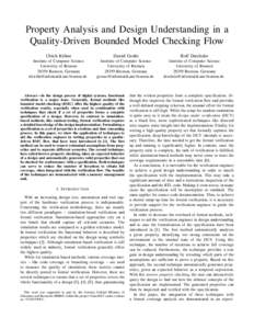 Property Analysis and Design Understanding in a Quality-Driven Bounded Model Checking Flow Ulrich K¨uhne Daniel Große