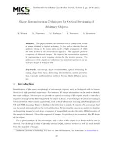 Mathematics-in-Industry Case Studies Journal, Volume 3, ppShape Reconstruction Techniques for Optical Sectioning of Arbitrary Objects K. Kumar
