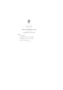 ———————— Number 22 of 2012 ———————— COMPANIES (AMENDMENT) ACT 2012 ———————— ARRANGEMENT OF SECTIONS