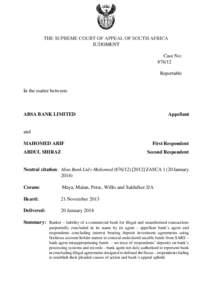 Microsoft Word - Judgment - Absa Bank Ltd v Mahomed.doc