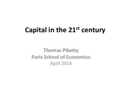 Public Economics: Tax & Transfer Policies  (Master PPD & APE, Paris School of Economics) Thomas Piketty Academic year[removed]