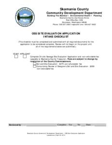 Skamania County  Community Development Department Building/Fire Marshal Environmental Health Planning