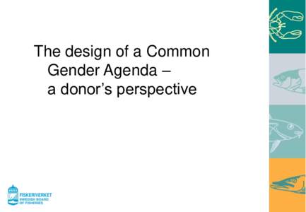 The design of a Common Gender Agenda – a donor’s perspective What am I doing here? Not a gender expert…