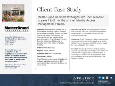 Client Case Study MasterBrand Cabinets leveraged Info-Tech research to save 1 to 2 months on their Identity Access