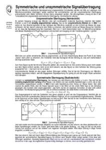 Symmetrische und unsymmetrische Signal&uuml;bertragung Leitung Kabel