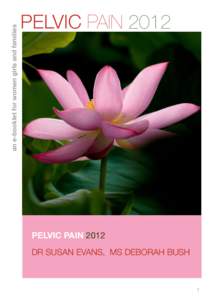 an e-booklet for women girls and families  PELVIC PAIN 2012 PELVIC PAIN 2012 DR SUSAN EVANS, MS DEBORAH BUSH
