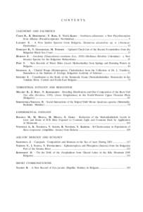 C O N T E N T S  TAXONOMY AND FAUNISTICS ĆURČIĆ B., R. DIMITRIJEVIĆ, T. RAĐA, S. VUJČIĆ-KARLO - Neobisium albanorum, a New Pseudoscorpion from Albania (Pseudoscorpiones: Neobisiidae) ..............................