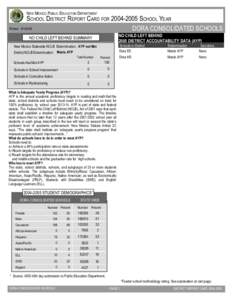 NEW MEXICO PUBLIC EDUCATION DEPARTMENT  SCHOOL DISTRICT REPORT CARD FOR[removed]SCHOOL YEAR[removed]DORA CONSOLIDATED SCHOOLS