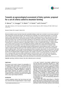 animal  Animal, page 1 of 12 © The Animal Consortium 2014 doi:[removed]S1751731114000925  Towards an agroecological assessment of dairy systems: proposal