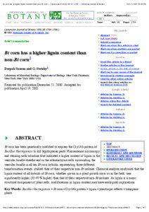 Bt corn has a higher lignin content than non-Bt corn -- Saxena and Stotzky 88 (9): [removed]American Journal of Botany[removed]:00 PM