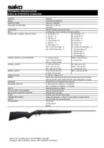 TECHNICAL SPECIFICATION SAKO 85 SYNTHETIC STAINLESS WEAPON SAKO 85