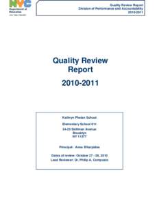 Quality Review Report Division of Performance and Accountability[removed]Quality Review Report
