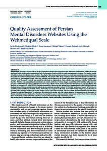 Quality Assessment of Persian Mental Disorders Websites Using the Webmedqual Scale  Published online: Published print:  [removed]