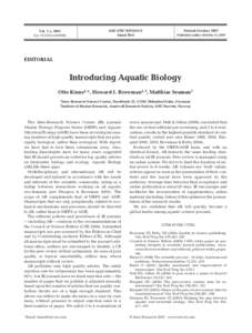 Vol. 1: i, 2007 doi: [removed]ab0000i AQUATIC BIOLOGY Aquat Biol