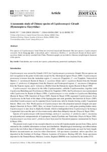 Zootaxa, A taxonomic study of Chinese species of Copidosomopsis Girault...