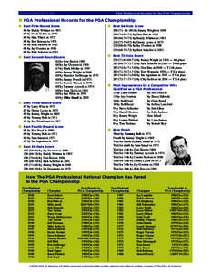 2009 PGA MEDIA GUIDE  PGA Professional Records for the PGA Championship ¢ PGA Professional Records for the PGA Championship PGA Professional Records for the PGA Championship