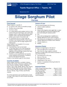 Topeka Regional Office Kansas Silage Sorghum Pilot Fact Sheet