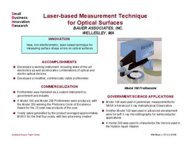 Dimension / Science / Optics / Laser / Goddard Space Flight Center / Physics / Profilometer / Photonics
